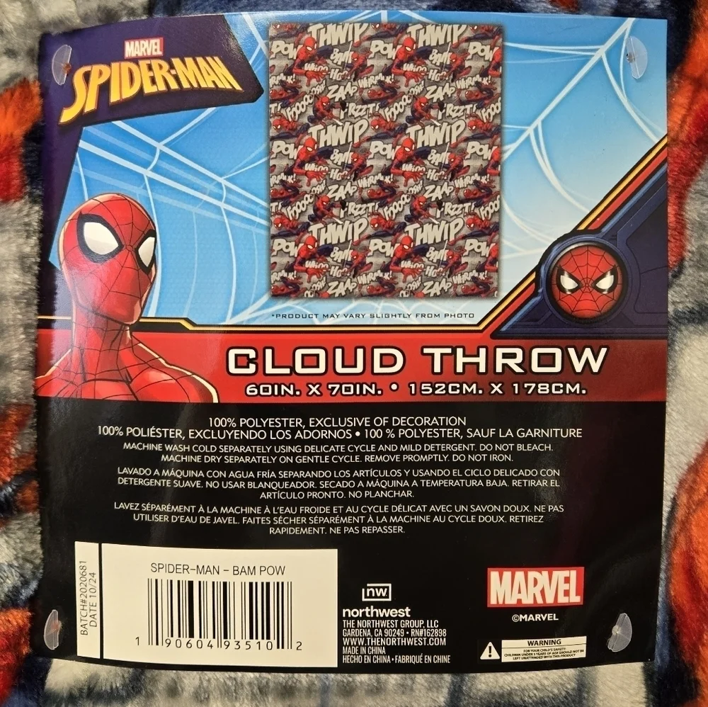 Marvel Spider-Man Bam Pow Cloud Throw Blanket